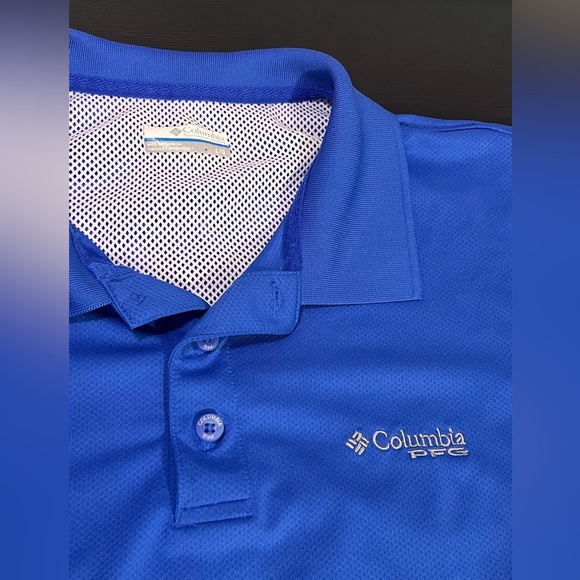 Columbia PFG Omni Shade Polo Shirt Men's Fishing Hiking Outdoors Blue Size Large - Picture 3 of 7